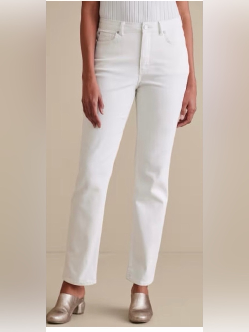 Soft Surroundings Ultimate Denim White Straight Jeans, NWT, SZ (L) 14/16